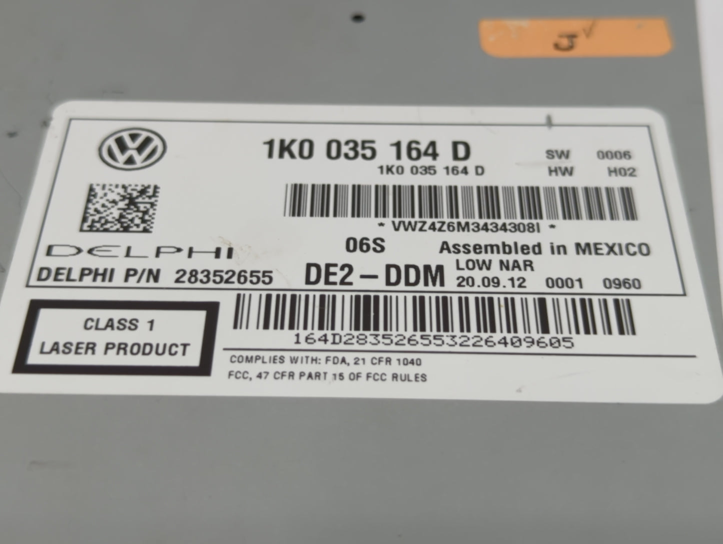 2011-2014 Volkswagen Jetta Am Fm Cd Player Radio Receiver - Oemusedautoparts1.com