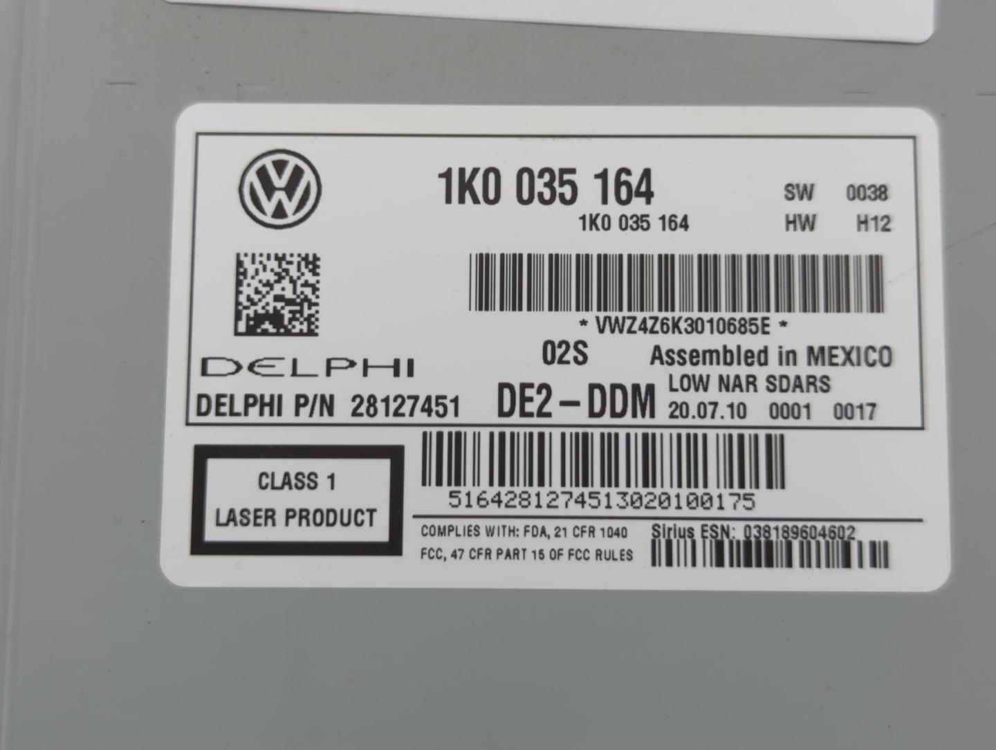 2011-2014 Volkswagen Jetta Radio AM FM Cd Player Receiver Replacement P/N:1K0 035 180 AF 1K0 035 164 Fits OEM Used Auto Part