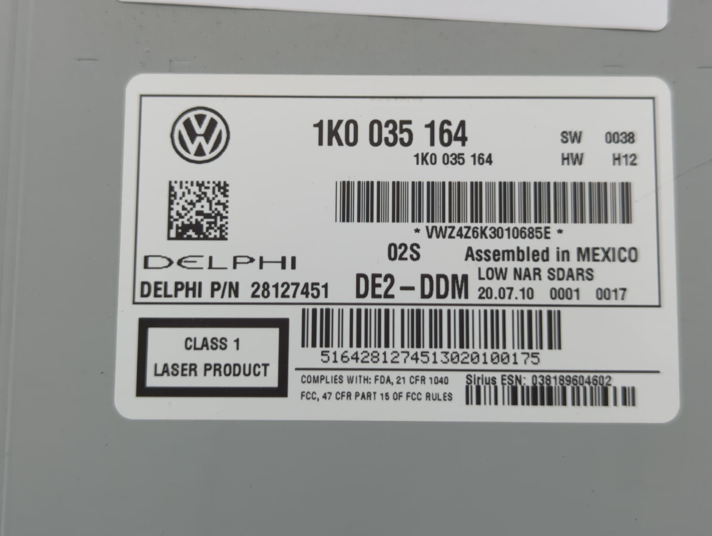 2011-2014 Volkswagen Jetta Radio AM FM Cd Player Receiver Replacement P/N:1K0 035 180 AF 1K0 035 164 Fits OEM Used Auto Part
