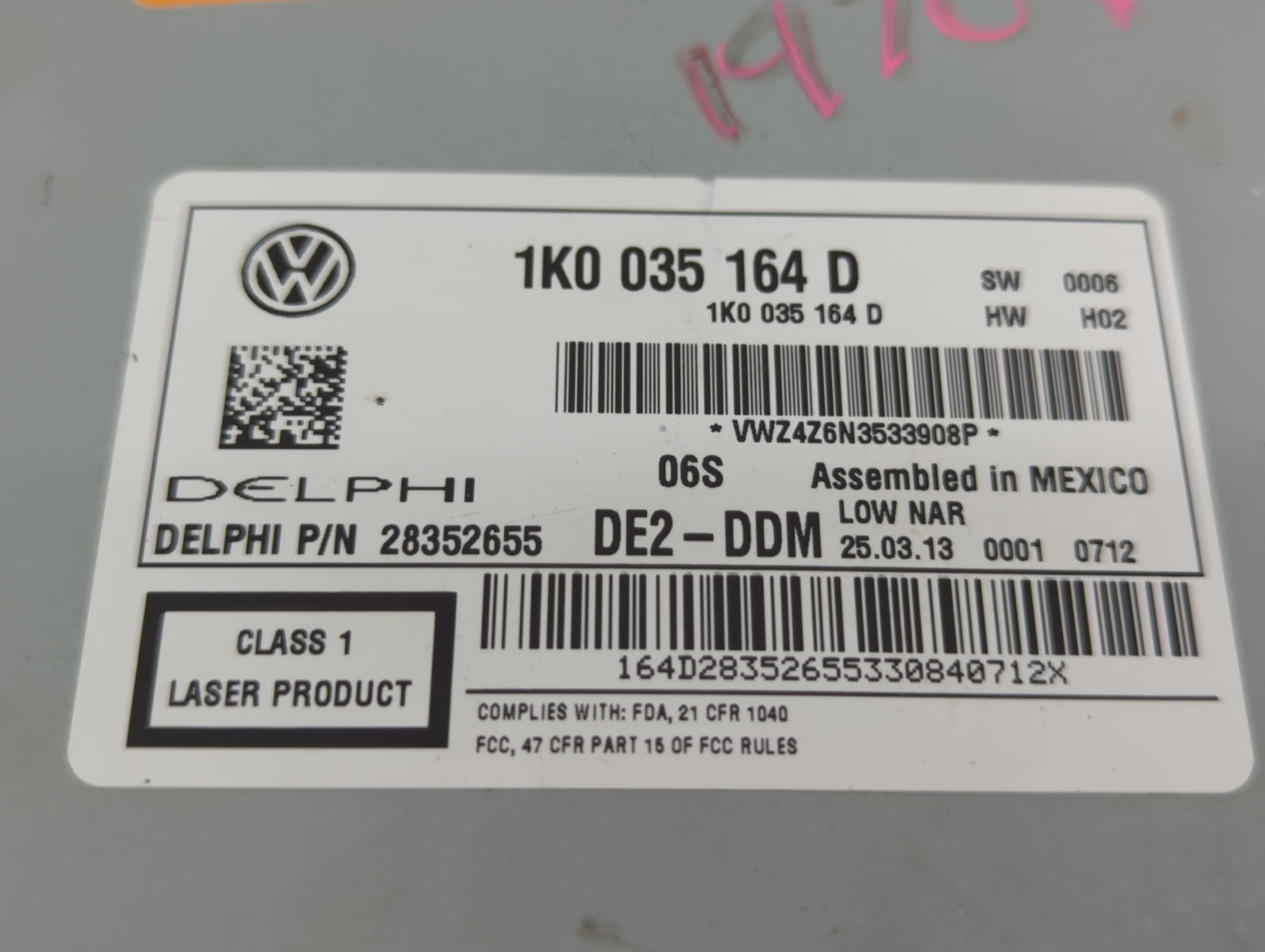 2011-2014 Volkswagen Jetta Radio AM FM Cd Player Receiver Replacement P/N:1K0 035 164 D Fits Fits 2011 2012 2013 2014 2015 2