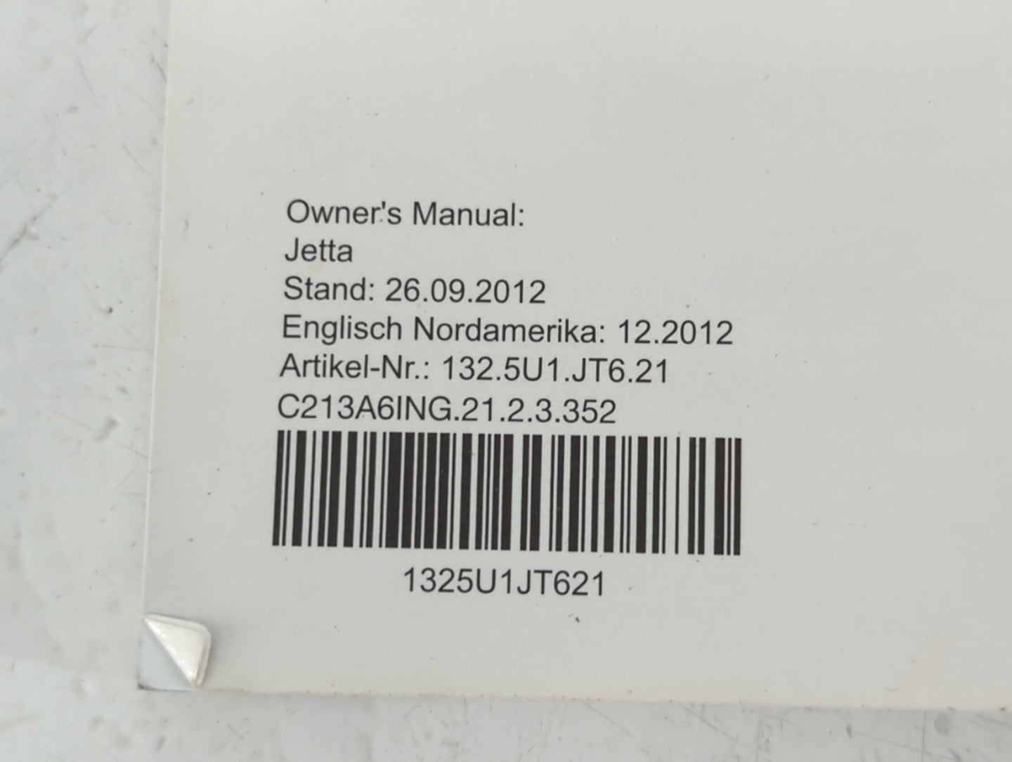 2013 Volkswagen Jetta Owners Manual Book Guide OEM Used Auto Parts - Oemusedautoparts1.com