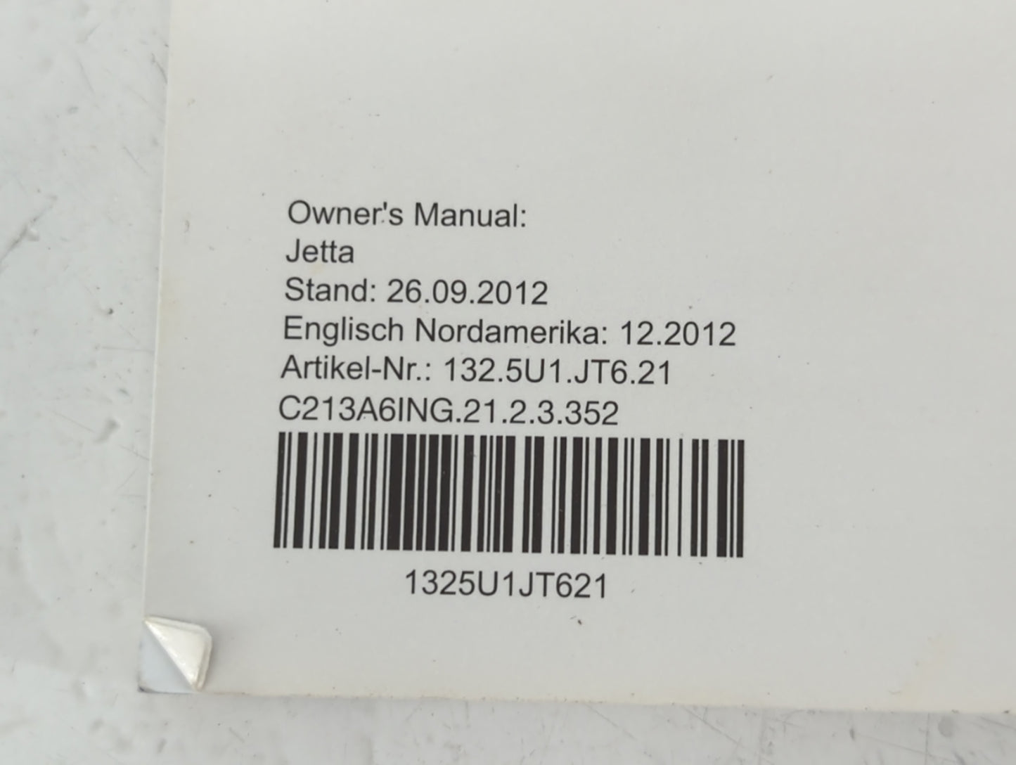 2013 Volkswagen Jetta Owners Manual Book Guide OEM Used Auto Parts - Oemusedautoparts1.com
