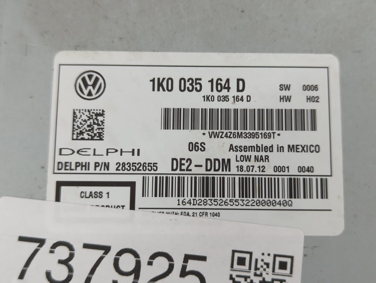 2011-2014 Volkswagen Jetta Radio AM FM Cd Player Receiver Replacement P/N:1K0 035 164 D Fits Fits 2011 2012 2013 2014 2015 2