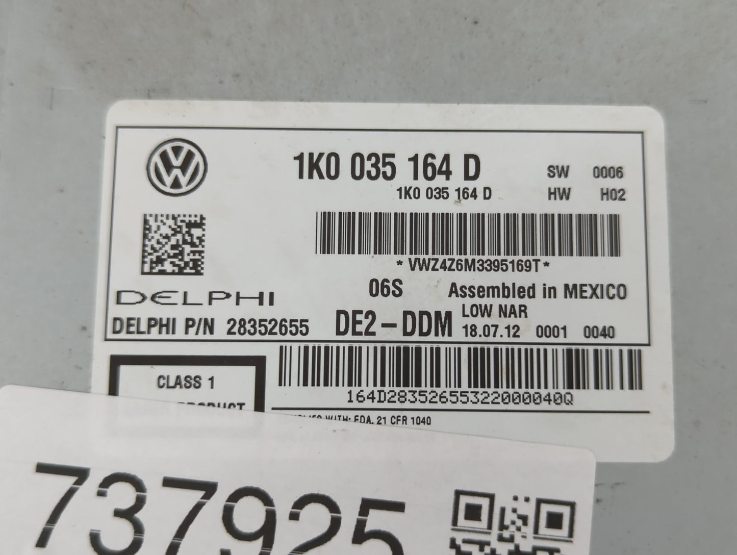 2011-2014 Volkswagen Jetta Radio AM FM Cd Player Receiver Replacement P/N:1K0 035 164 D Fits Fits 2011 2012 2013 2014 2015 2