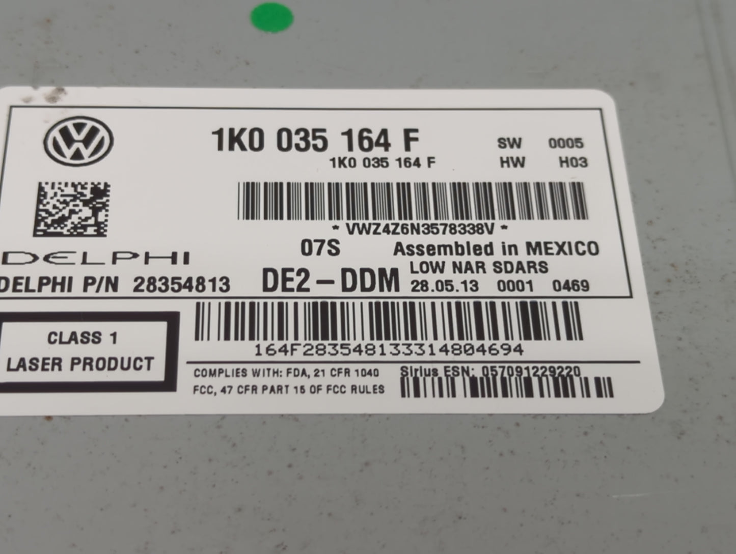 2013-2015 Volkswagen Passat Radio AM FM Cd Player Receiver Replacement P/N:1K0 035 164 F Fits Fits 2013 2014 2015 OEM Used A