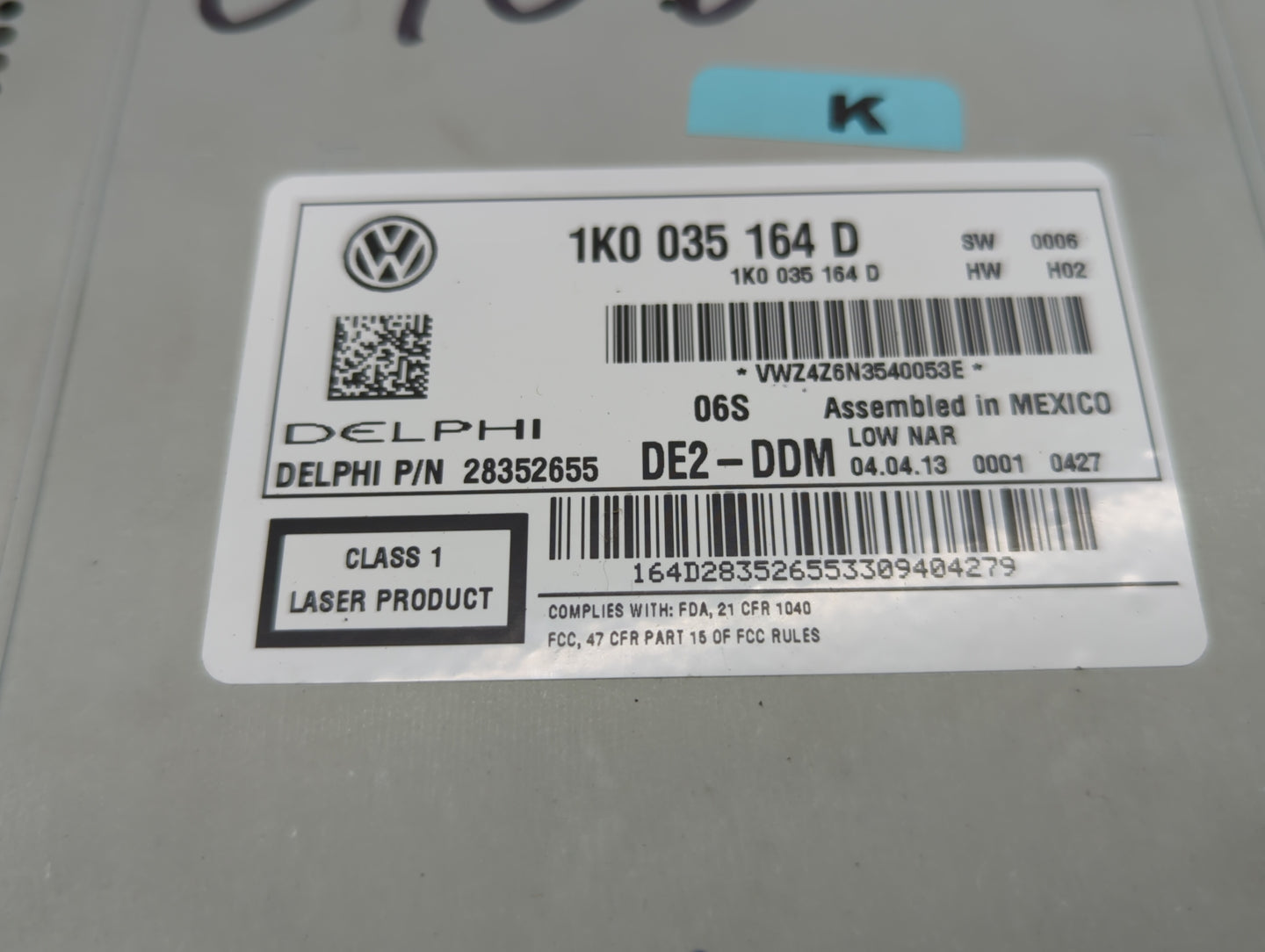 2012-2015 Volkswagen Passat Radio AM FM Cd Player Receiver Replacement P/N:1K0 035 164 D 1K0 035 180 AF Fits OEM Used Auto P