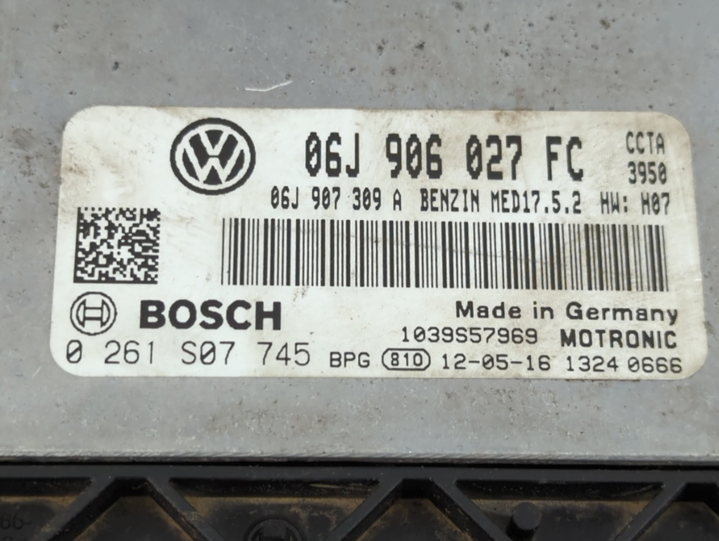 2013 Volkswagen Tiguan PCM Engine Control Computer ECU ECM PCU OEM P/N:06J 906 027 FC Fits OEM Used Auto Parts - Oemusedauto