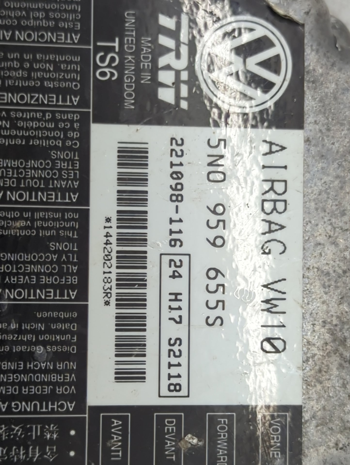 2013-2017 Volkswagen Tiguan Safety Restraint Srs Airbag Control Module - Oemusedautoparts1.com