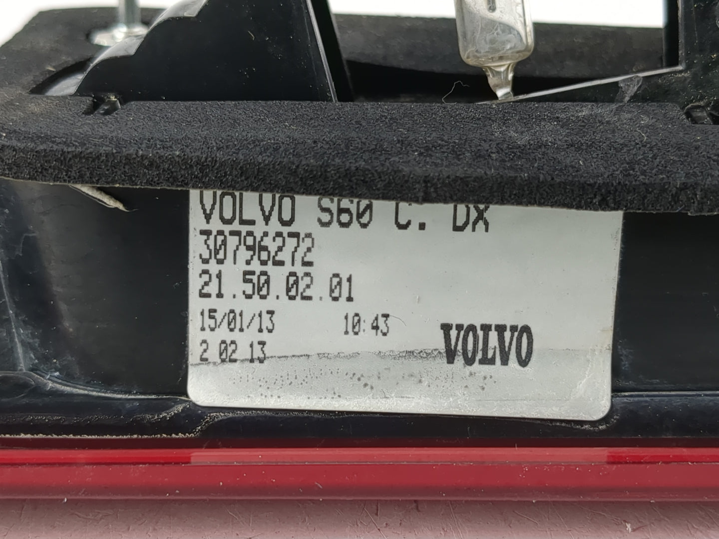 2013 Volvo S60 Driver Left Side Deck Lid Mounted Tail Light - Oemusedautoparts1.com