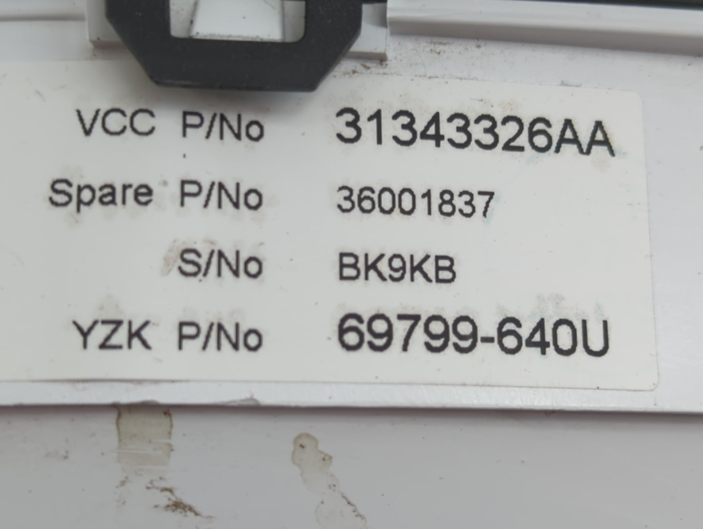 2013 Volvo V60 Instrument Cluster Speedometer Gauges P/N:31343326AA Fits Fits 2011 2012 2014 OEM Used Auto Parts - Oemusedau