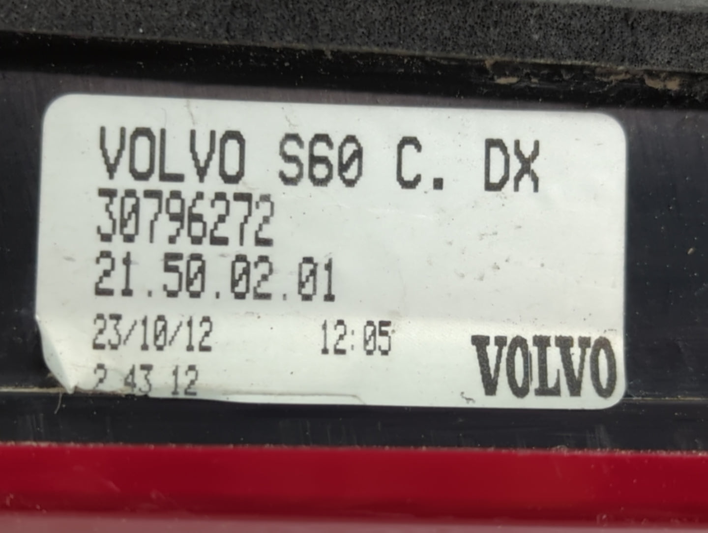 2013 Volvo V60 Tail Light Assembly Passenger Right OEM P/N:30796272 Fits OEM Used Auto Parts - Oemusedautoparts1.com