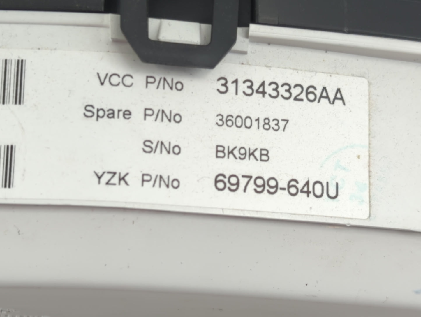 2013 Volvo V60 Instrument Cluster Speedometer Gauges P/N:31343326AA Fits Fits 2011 2012 2014 OEM Used Auto Parts - Oemusedau