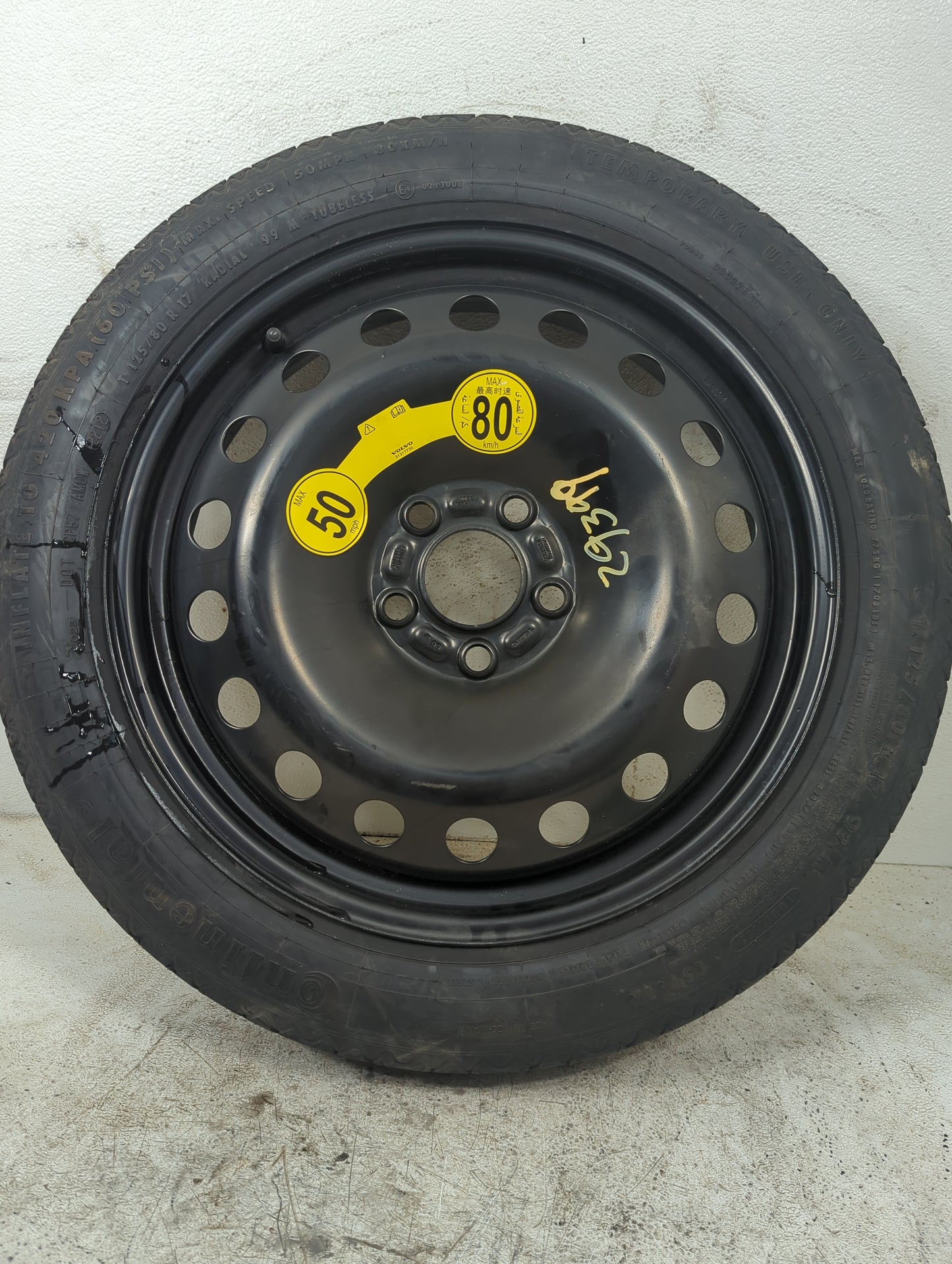 2007-2016 Volvo Xc70 Spare Donut Tire Wheel Rim Oem Black - Oemusedautoparts1.com