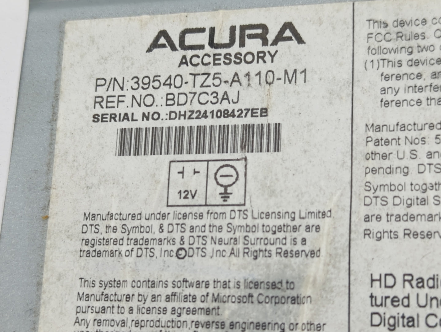 2014-2015 Acura Mdx Radio Display Info Screen Oem - Oemusedautoparts1.com