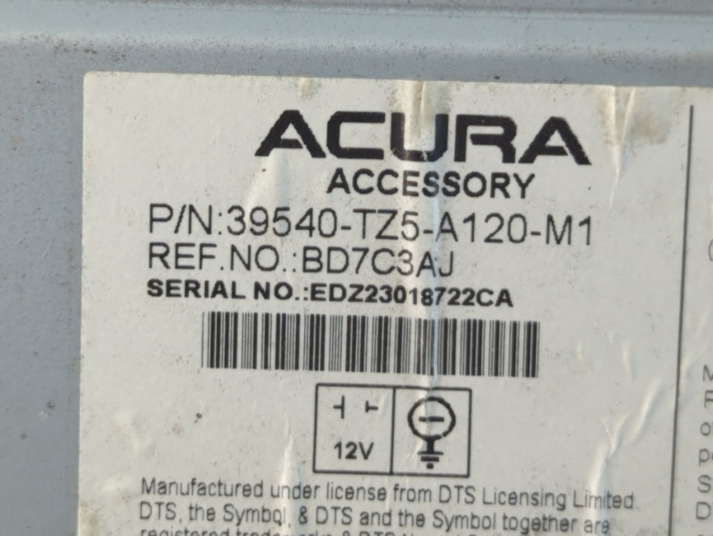 2014-2015 Acura Mdx Radio AM FM Cd Player Receiver Replacement P/N:39540-TZ5-A120-M1 Fits Fits 2014 2015 OEM Used Auto Parts