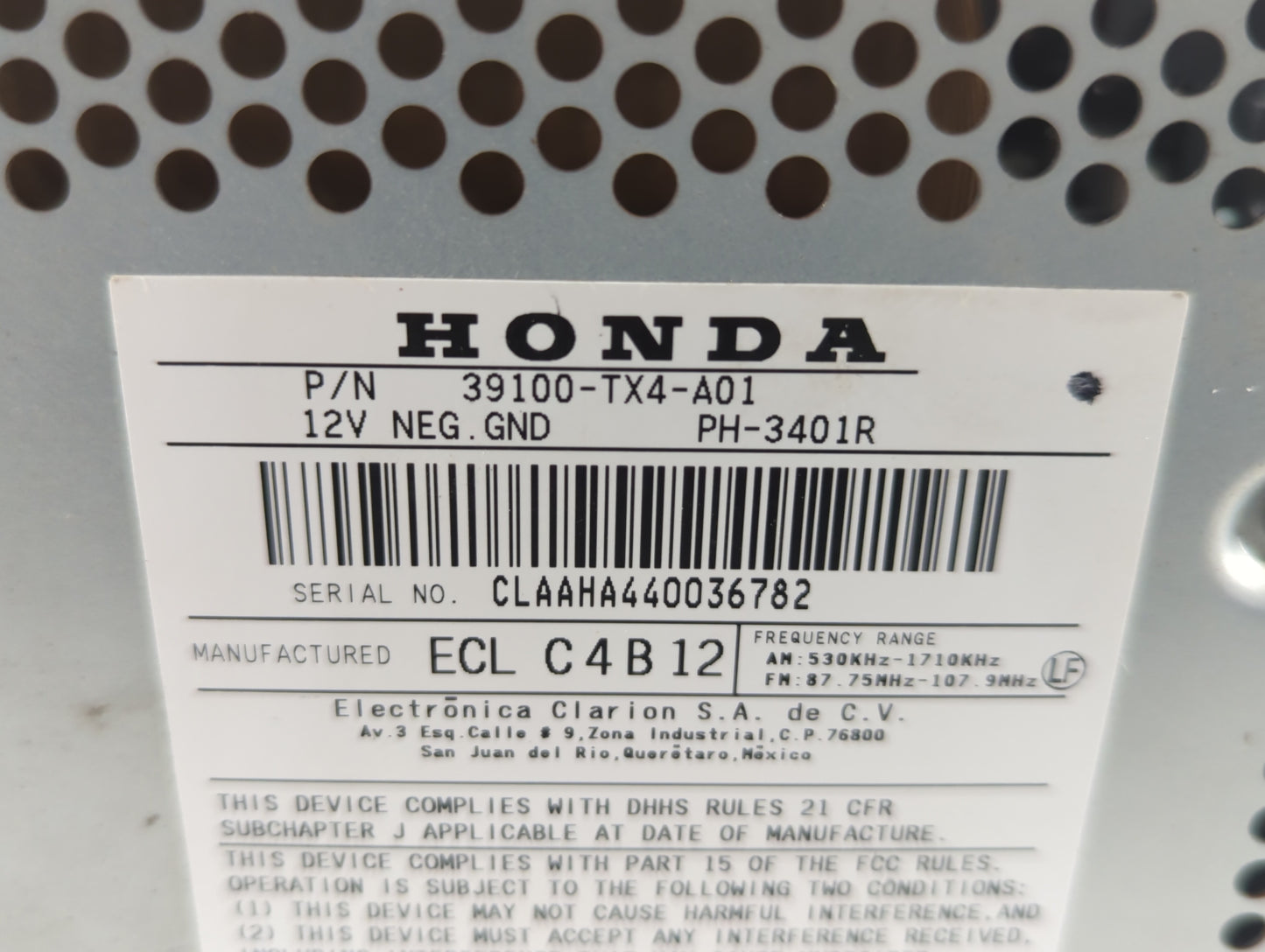 2013-2018 Acura Rdx Am Fm Cd Player Radio Receiver - Oemusedautoparts1.com