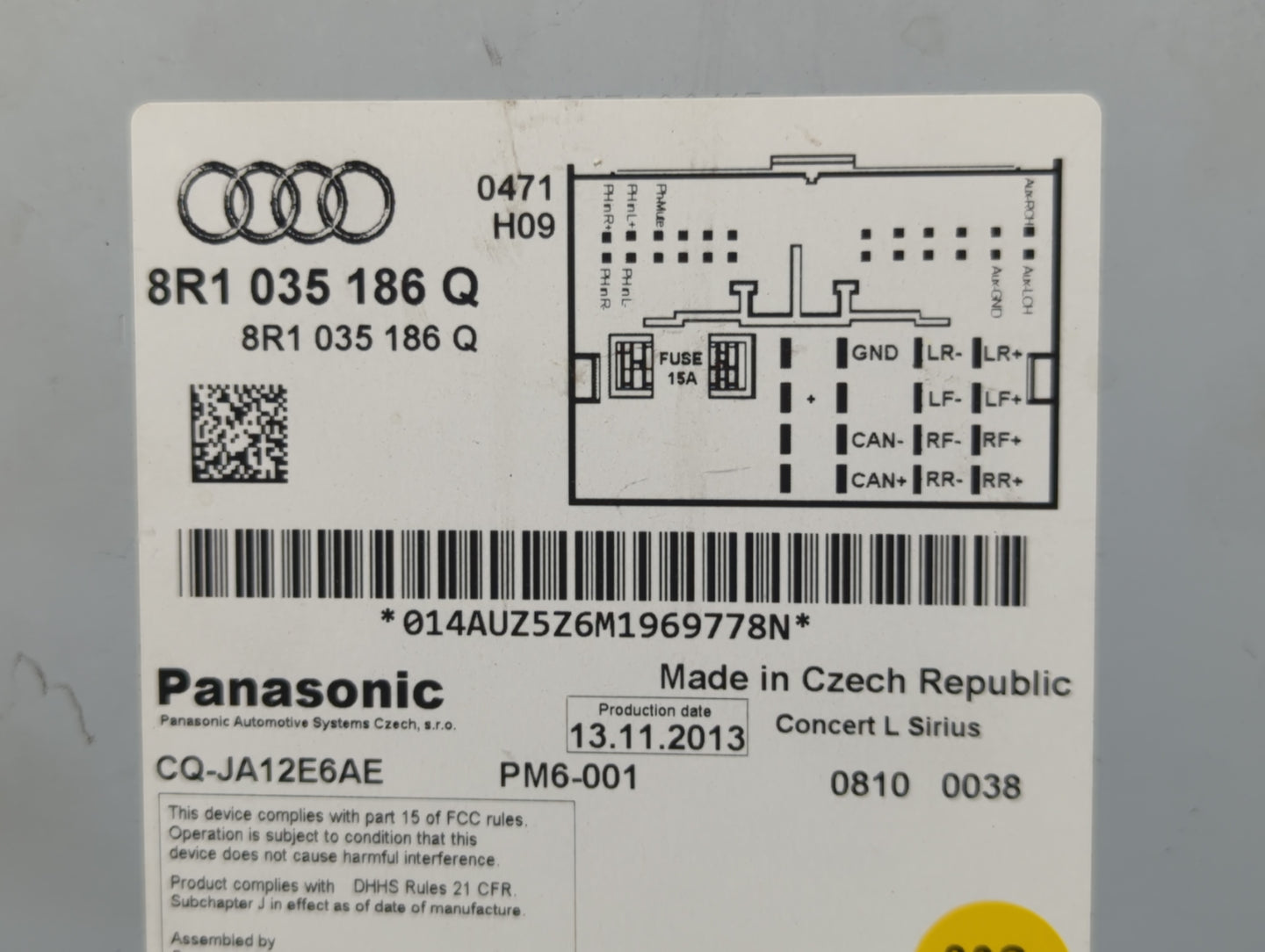 2013-2016 Audi A4 Radio AM FM Cd Player Receiver Replacement P/N:8R1 035 186 Q Fits Fits 2011 2012 2013 2014 2015 2016 2017 