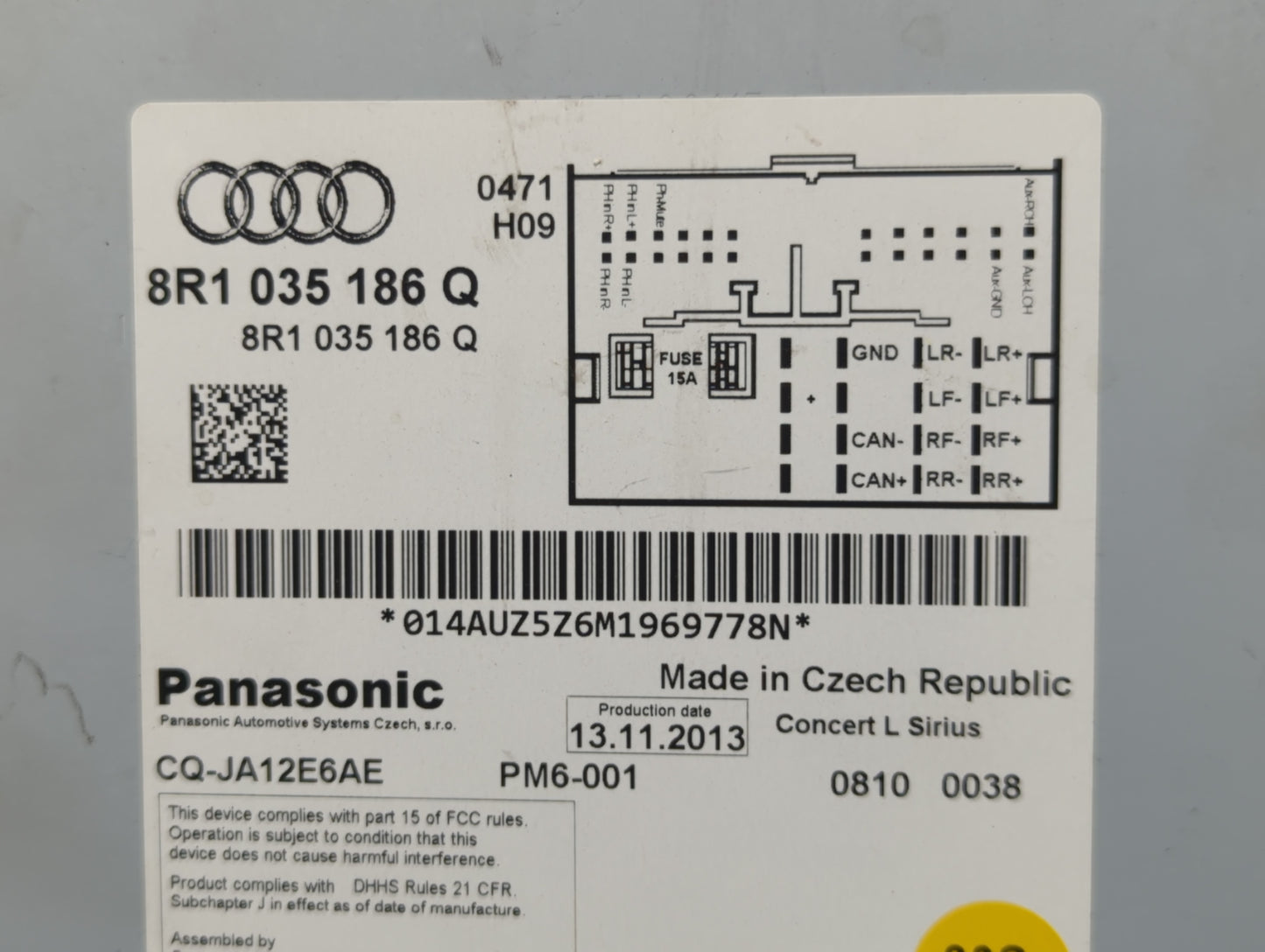 2013-2016 Audi A4 Radio AM FM Cd Player Receiver Replacement P/N:8R1 035 186 Q Fits Fits 2011 2012 2013 2014 2015 2016 2017 