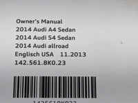 2014 Audi A4 Owners Manual Book Guide P/N:1425618K023 OEM Used Auto Parts - Oemusedautoparts1.com