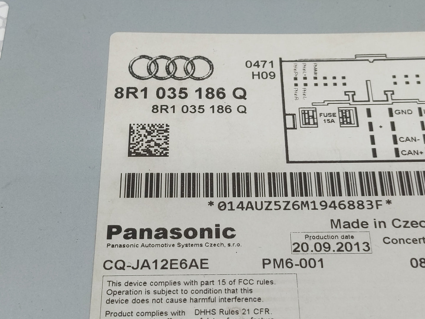 2013-2016 Audi A4 Radio AM FM Cd Player Receiver Replacement P/N:8R1 035 186 Q Fits Fits 2013 2014 2015 2016 OEM Used Auto P