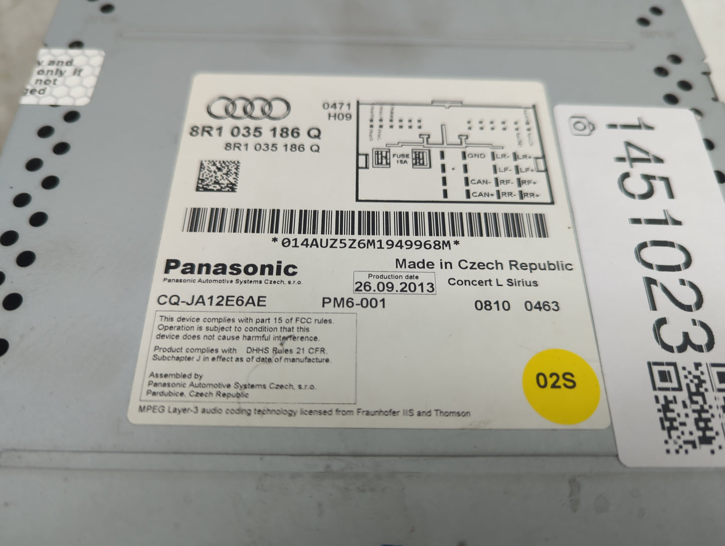 2013-2016 Audi A4 Radio AM FM Cd Player Receiver Replacement P/N:8R1035186Q CQ-JA12E6AE Fits Fits 2013 2014 2015 2016 OEM Us