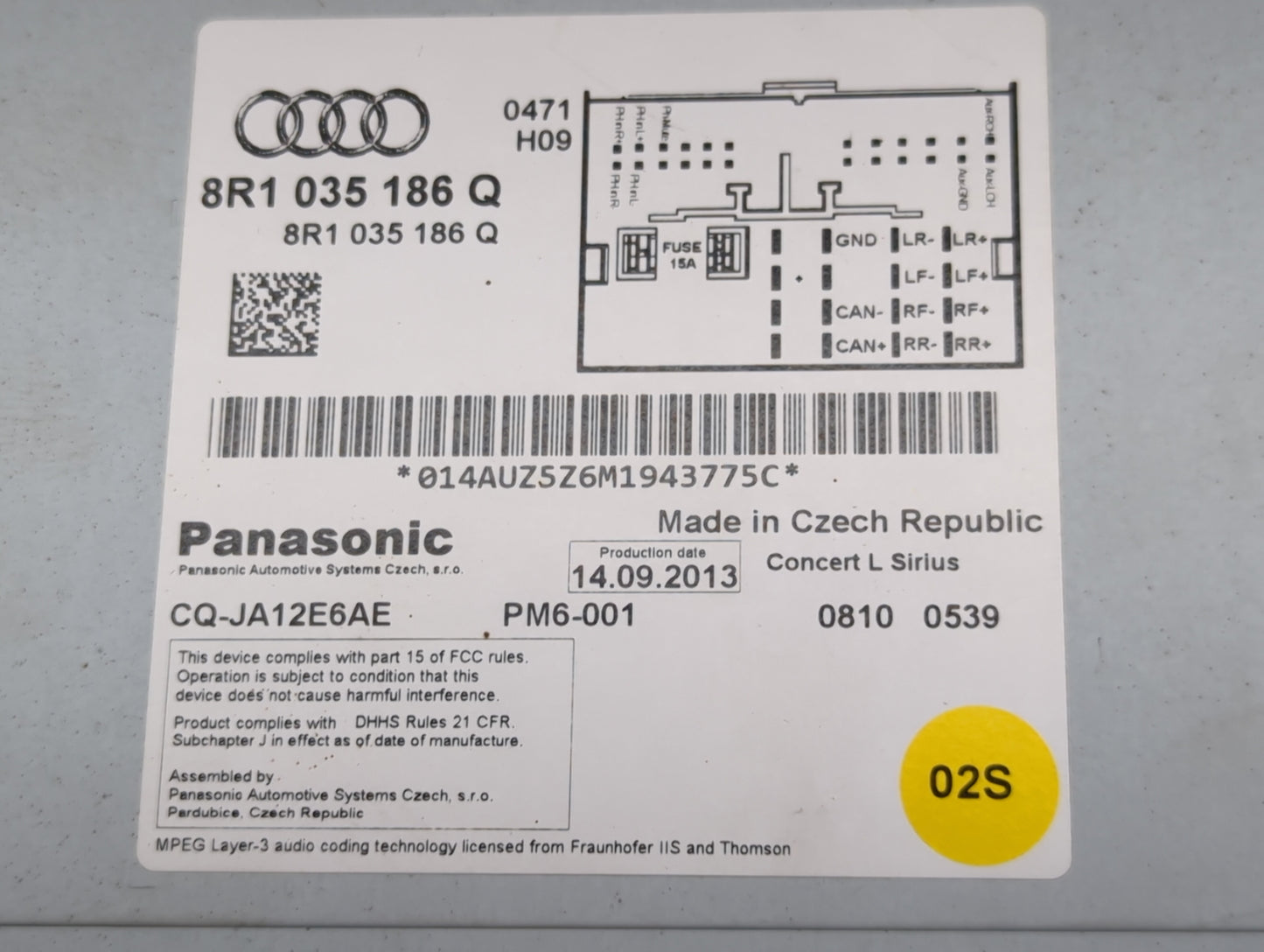 2013-2016 Audi A4 Radio AM FM Cd Player Receiver Replacement P/N:8R1035186Q CQ-JA12E6AE Fits Fits 2013 2014 2015 2016 OEM Us