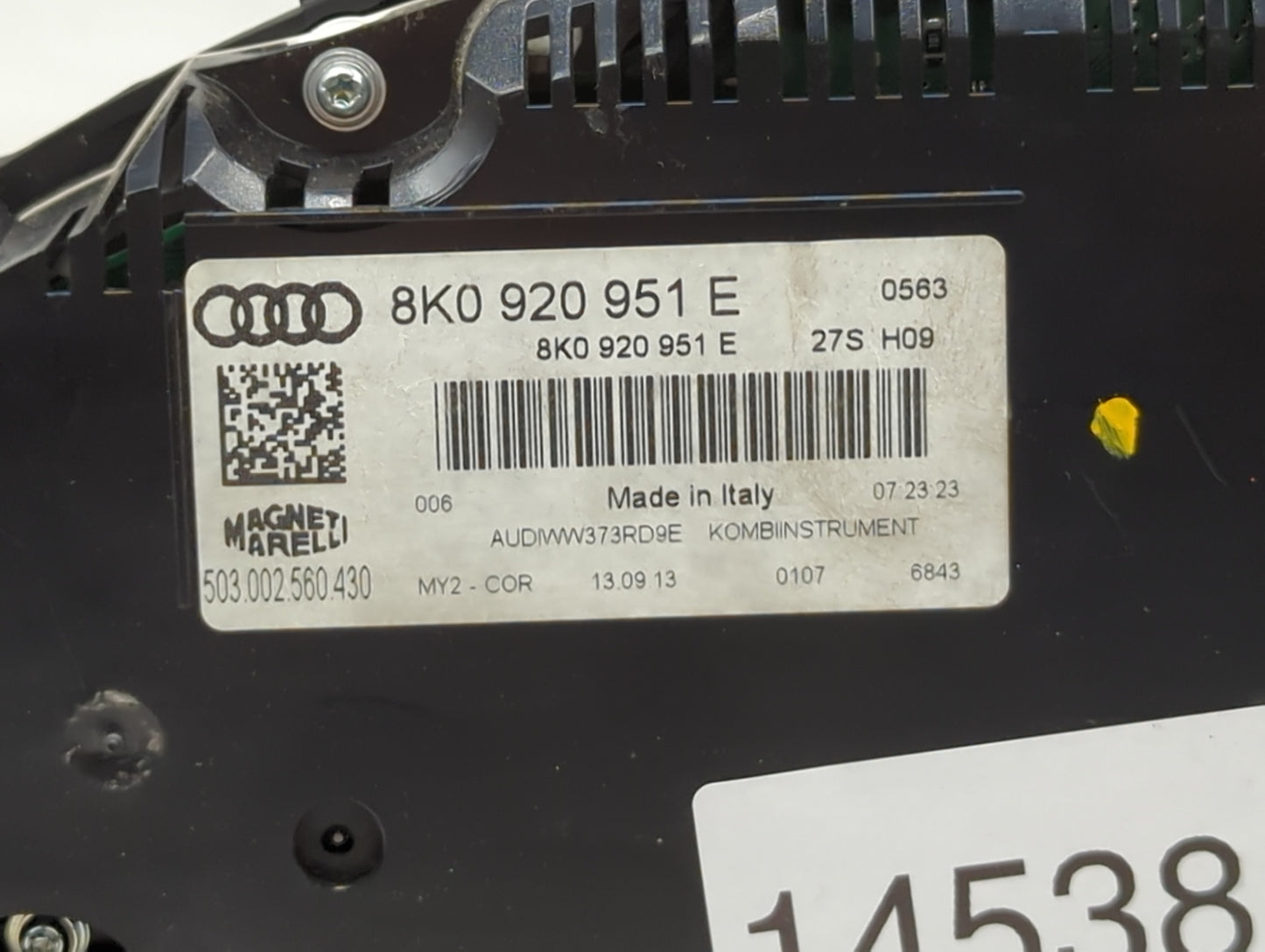 2013-2016 Audi A4 Instrument Cluster Speedometer Gauges P/N:8K0920951E Miles:84K Fits Fits 2013 2014 2015 2016 OEM Used Auto