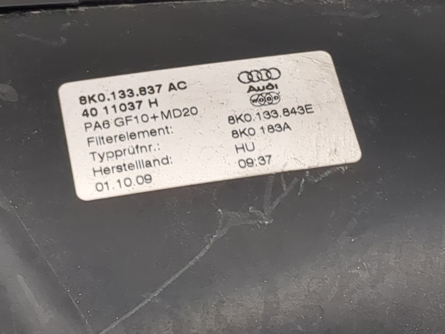 2009-2011 Audi A4 Air Cleaner Intake-duct Hose Tube - Oemusedautoparts1.com