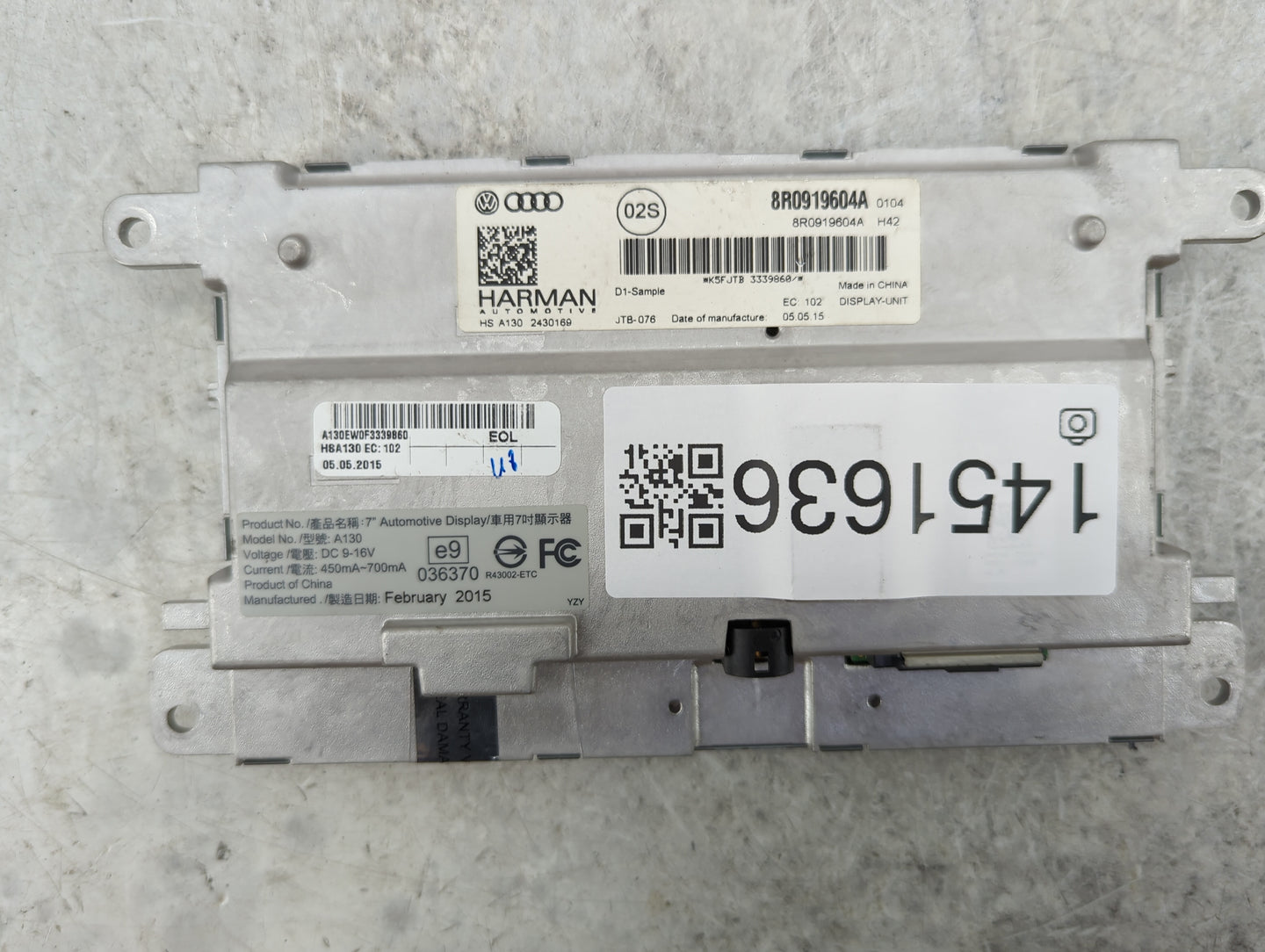 2014 Audi A5 Information Display Screen 1451636 - Oemusedautoparts1.com