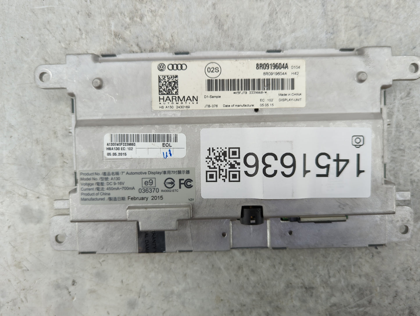 2014 Audi A5 Information Display Screen 1451636 - Oemusedautoparts1.com