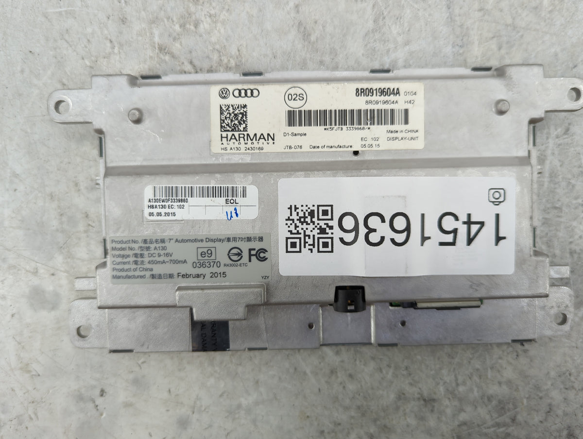 2014 Audi A5 Information Radio Display Screen 1451636 - Oemusedautoparts1.com