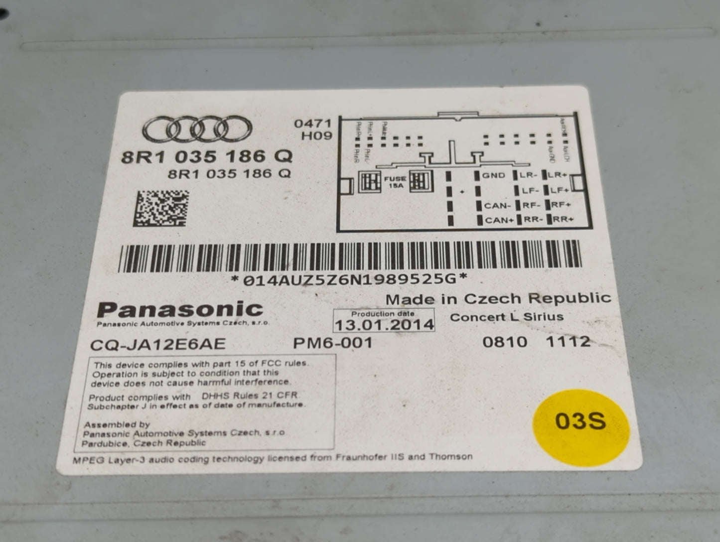 2010-2017 Audi A5 Radio AM FM Cd Player Receiver Replacement P/N:8R1 035 186 Q Fits Fits 2010 2011 2012 2013 2014 2015 2016 
