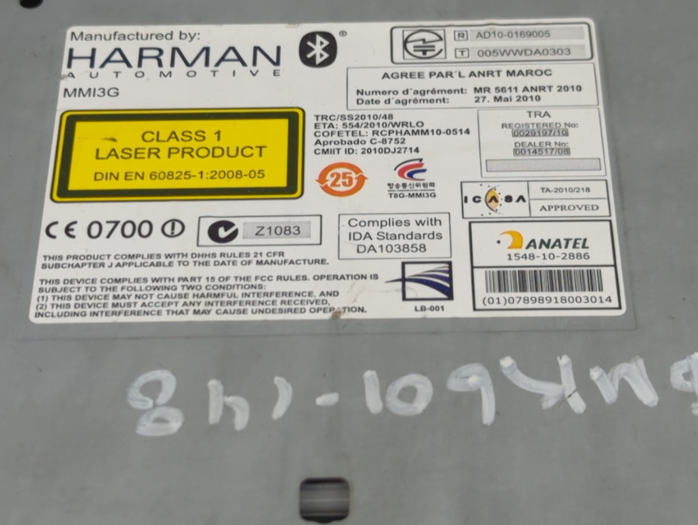 2010-2017 Audi A5 Radio AM FM Cd Player Receiver Replacement P/N:8R1035186Q CQ-JA12E6AE Fits OEM Used Auto Parts - Oemusedau