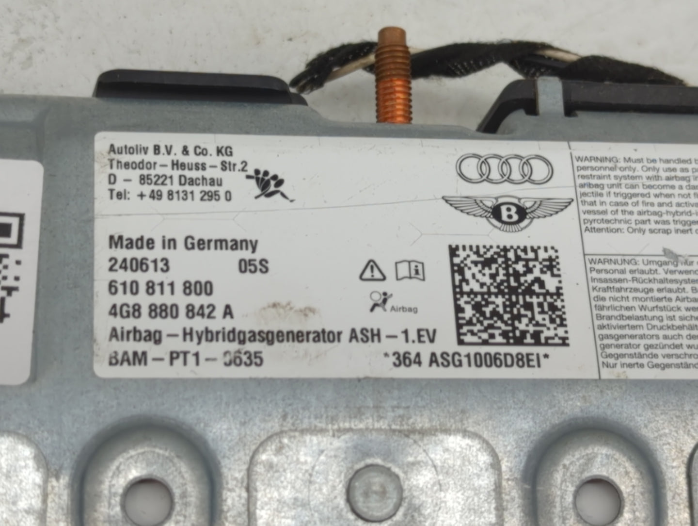 2014 Audi A6 Air Bag Passenger Right Dashboard OEM P/N:4G8 880 842 A Fits OEM Used Auto Parts - Oemusedautoparts1.com