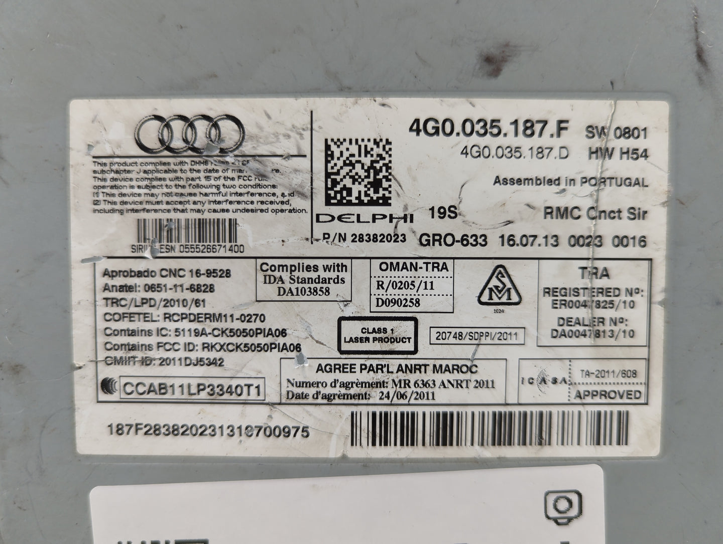 2012-2015 Audi A6 Radio AM FM Cd Player Receiver Replacement P/N:4G0035187F 4G0035187D, 28382023 Fits Fits 2012 2013 2014 20