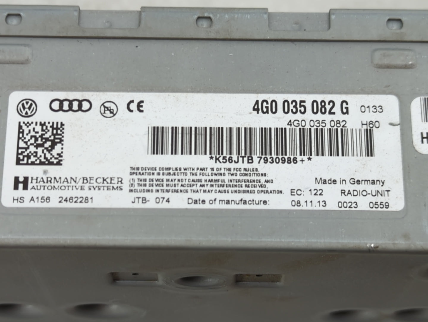 2012-2015 Audi A6 Radio AM FM Cd Player Receiver Replacement P/N:4G0035082G 4G0035082 Fits OEM Used Auto Parts - Oemusedauto
