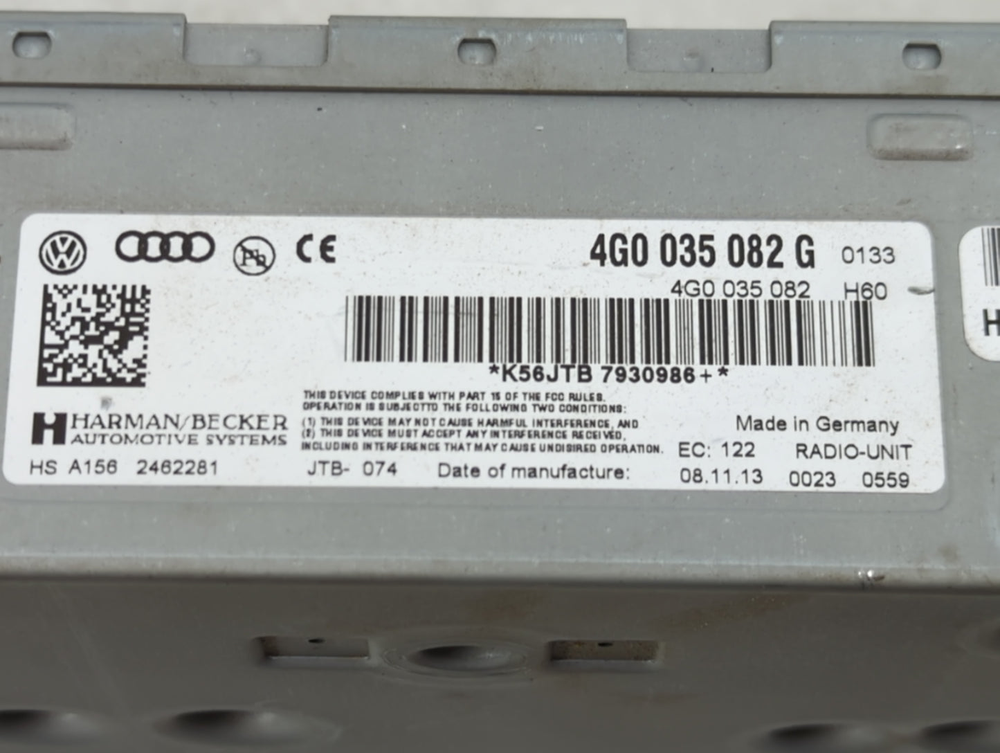 2012-2015 Audi A6 Radio AM FM Cd Player Receiver Replacement P/N:4G0035082G 4G0035082 Fits OEM Used Auto Parts - Oemusedauto