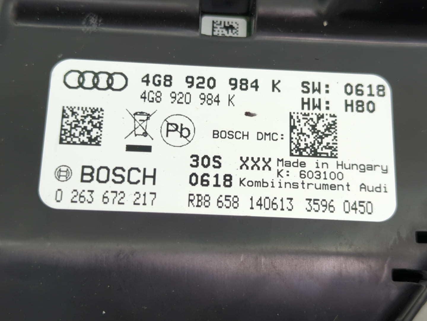 2014-2015 Audi A6 Instrument Cluster Speedometer Gauges P/N:4G8920984K 0263672217 Miles:44K Fits Fits 2014 2015 OEM Used Aut