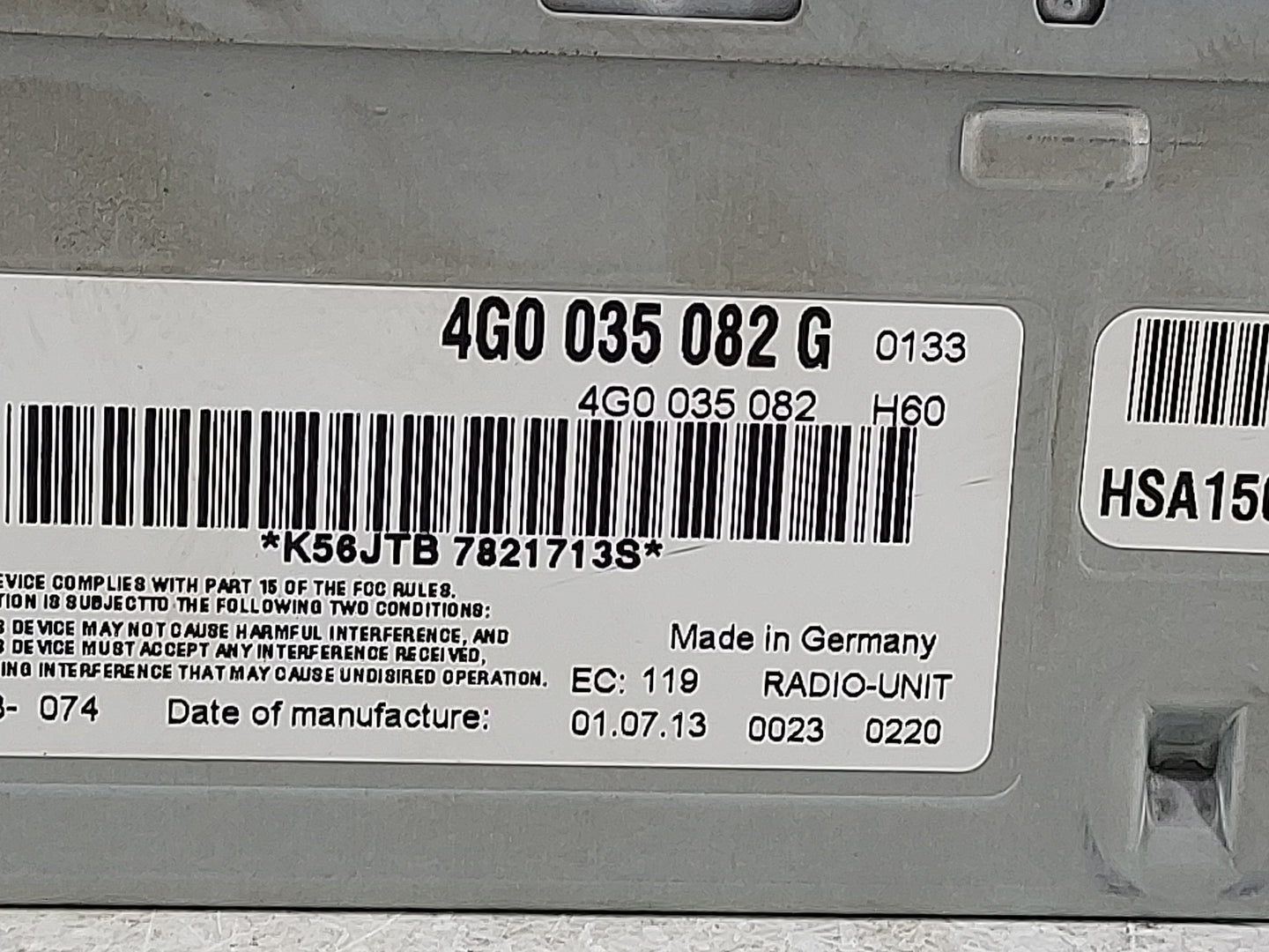 2010-2015 Audi A6 Radio AM FM Cd Player Receiver Replacement P/N:4G0035082G 4G0035082 Fits OEM Used Auto Parts - Oemusedauto