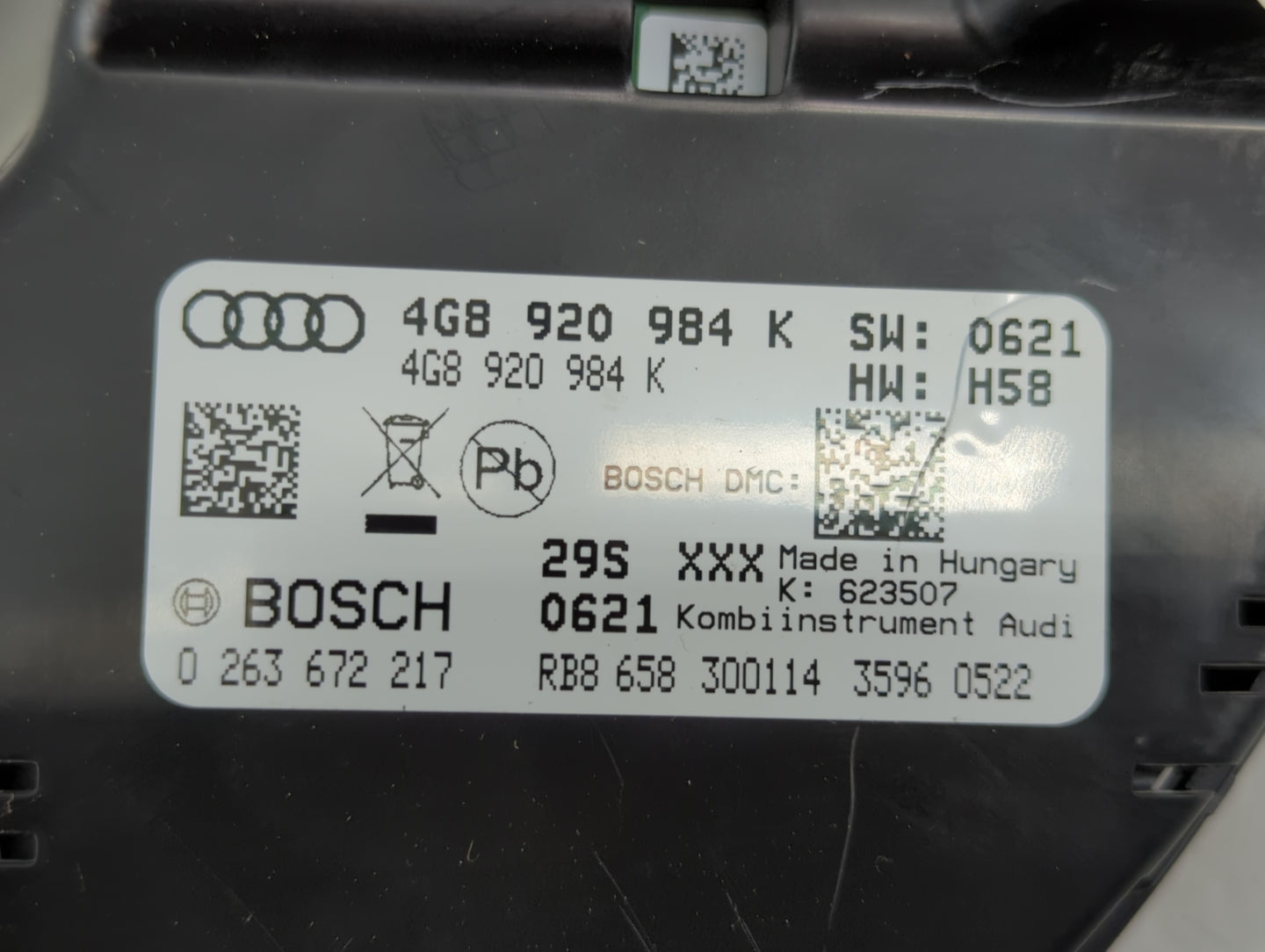 2012-2015 Audi A6 Instrument Cluster Speedometer Gauges P/N:4GB 920 984 K Fits Fits 2012 2013 2014 2015 OEM Used Auto Parts 