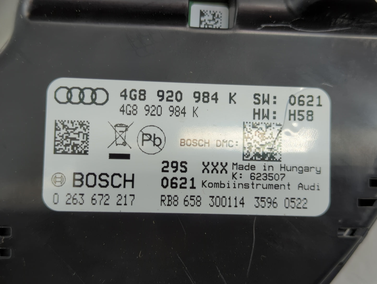 2012-2015 Audi A6 Instrument Cluster Speedometer Gauges P/N:4GB 920 984 K Fits Fits 2012 2013 2014 2015 OEM Used Auto Parts 