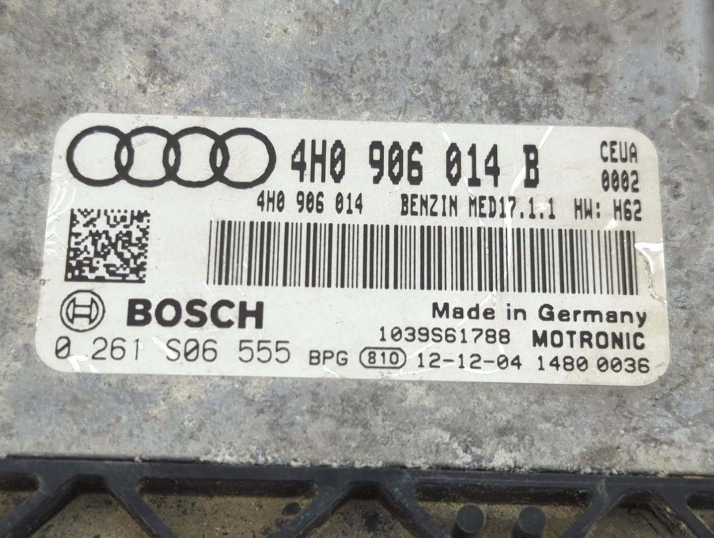 2013-2014 Audi A8 PCM Engine Control Computer ECU ECM PCU OEM P/N:4H0906014B 4H0906014, 0261S06555, 1039S61788 Fits Fits 201