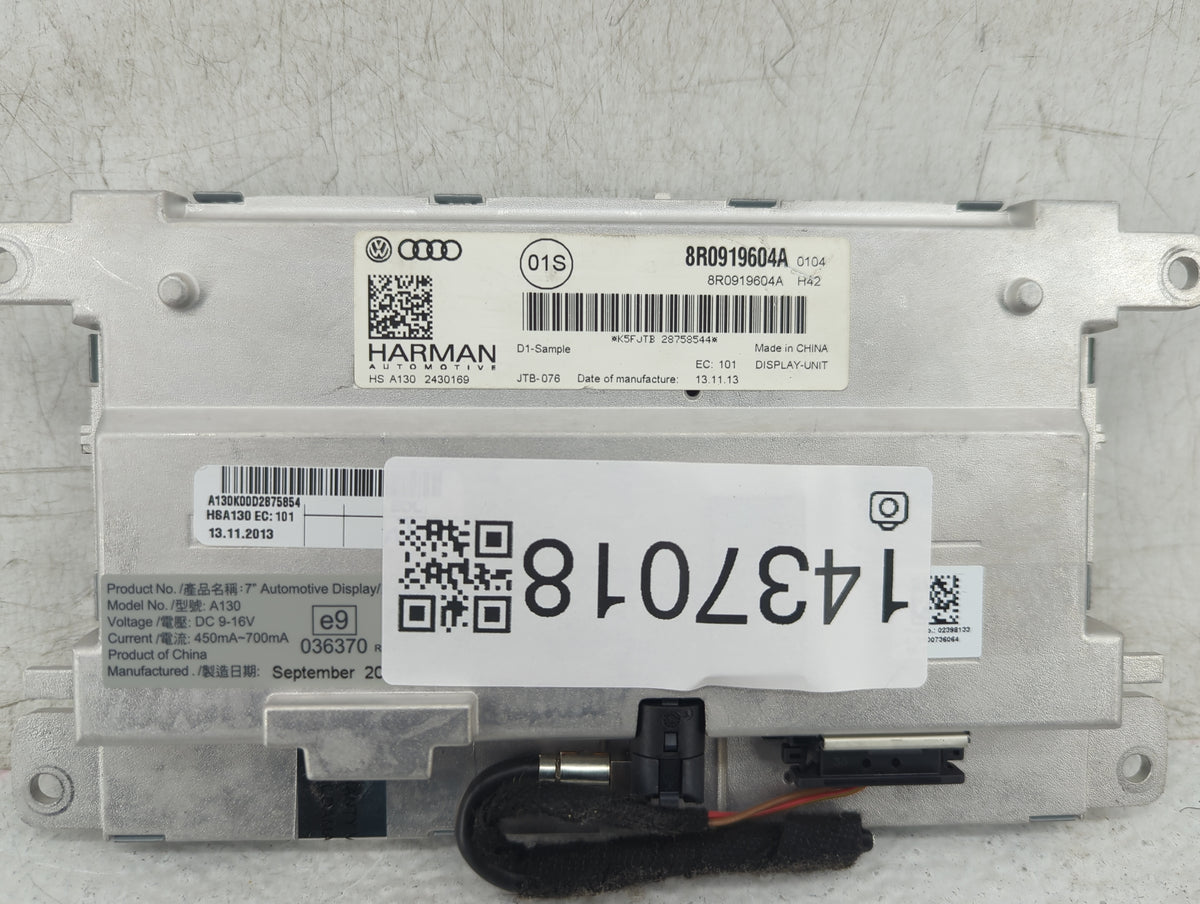 2013-2017 Audi Q5 Information Radio Display Screen Black - Oemusedautoparts1.com
