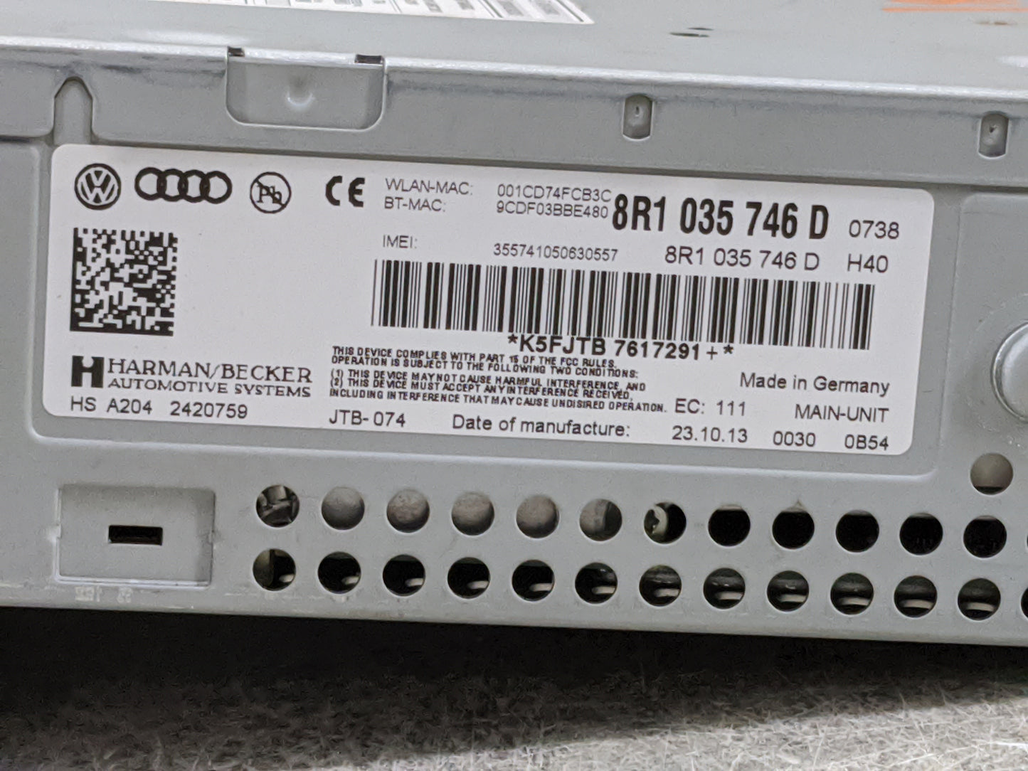 2011-2017 Audi Q5 Multi Media Audio Radio Receiver Player Oem 1472905 - Oemusedautoparts1.com