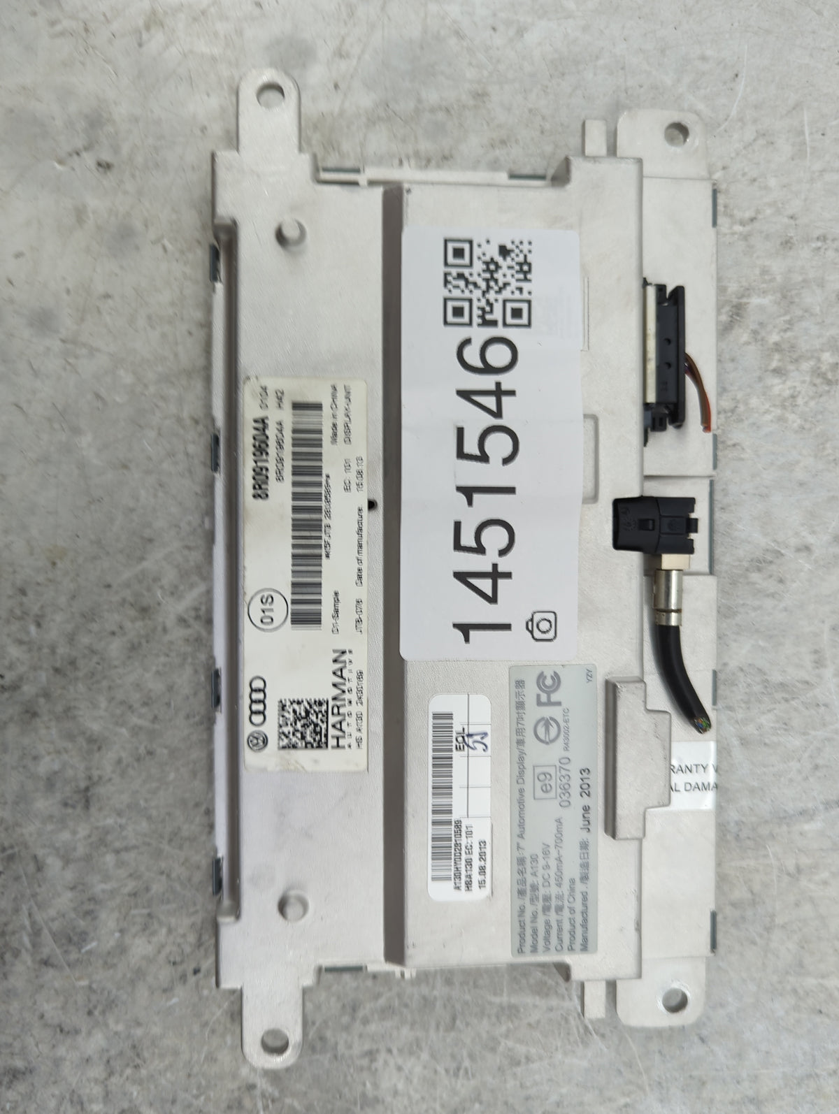 2013-2015 Audi Q7 Information Radio Display Screen 1451546 - Oemusedautoparts1.com