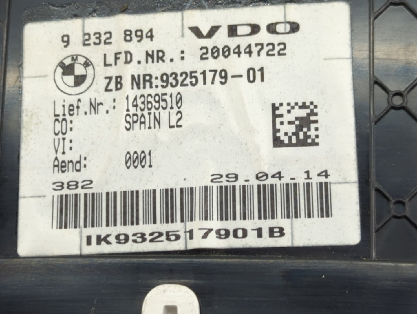 2013-2018 Bmw 320 Instrument Cluster Speedometer Gauges P/N:9232894 9325179-01 Miles:76K Fits OEM Used Auto Parts - Oemuseda