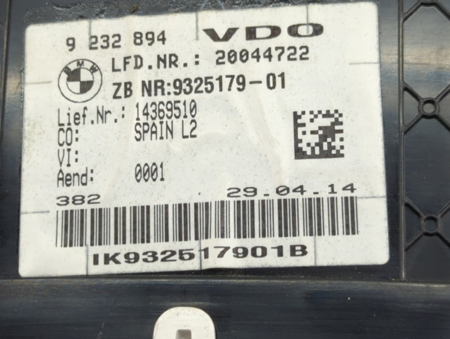 2013-2018 Bmw 320 Instrument Cluster Speedometer Gauges P/N:9232894 9325179-01 Miles:76K Fits OEM Used Auto Parts - Oemuseda