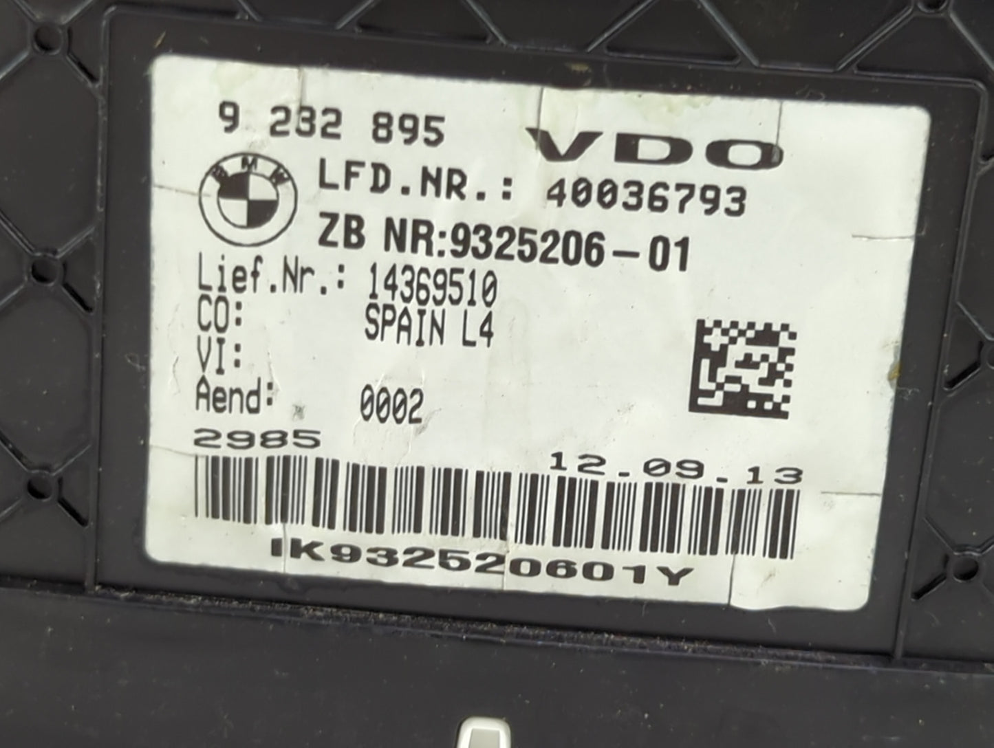 2013-2018 Bmw 320i Instrument Cluster Speedometer Gauges P/N:9325206-01 40036793 Miles: Fits OEM Used Auto Parts - Oemusedau