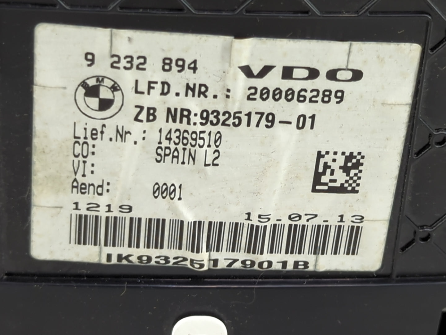 2013-2018 Bmw 320i Instrument Cluster Speedometer Gauges P/N:9 232 894 Miles: Fits OEM Used Auto Parts - Oemusedautoparts1.c