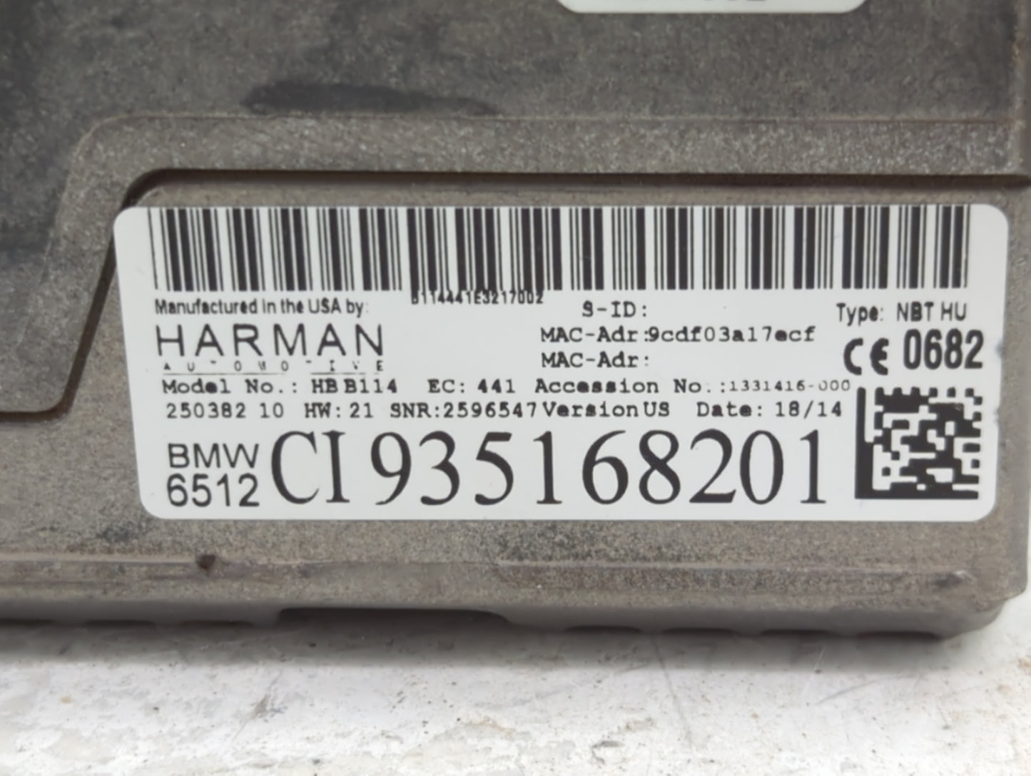 2014 Bmw 428i Radio AM FM Cd Player Receiver Replacement P/N:HBB114 CI935168201, 9354683 Fits OEM Used Auto Parts - Oemuseda